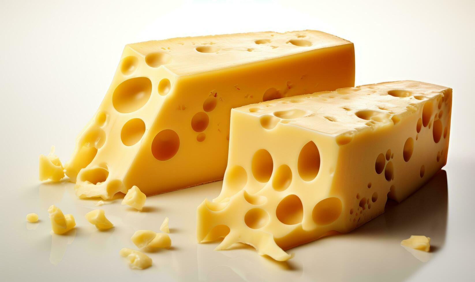 yellow cheese block isolated on white background AI Generative photo