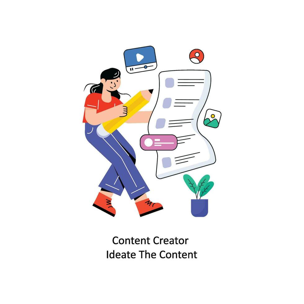 Content Creator Ideate The Content Flat Style Design Vector illustration. Stock illustration
