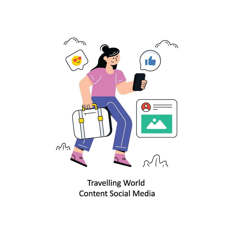 Travelling World Content Social Media Flat Style Design Vector illustration. Stock illustration