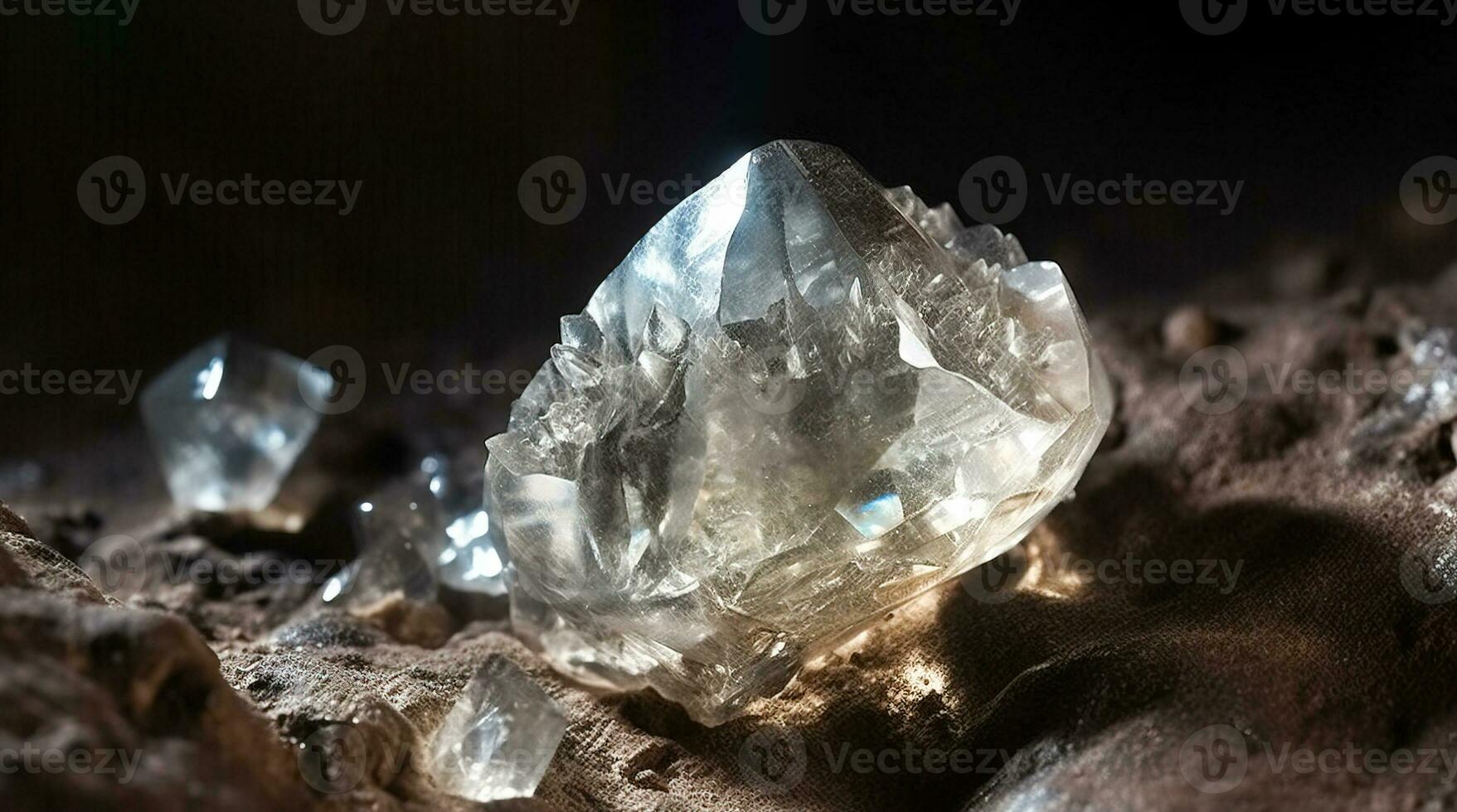 Diamond is rare precious natural geological stone on gradient background in low key, isolate. AI generated. photo