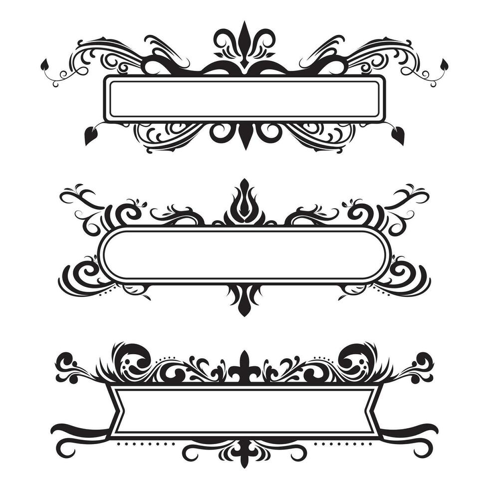 collection of hand-drawn abstract floral vintage border vector