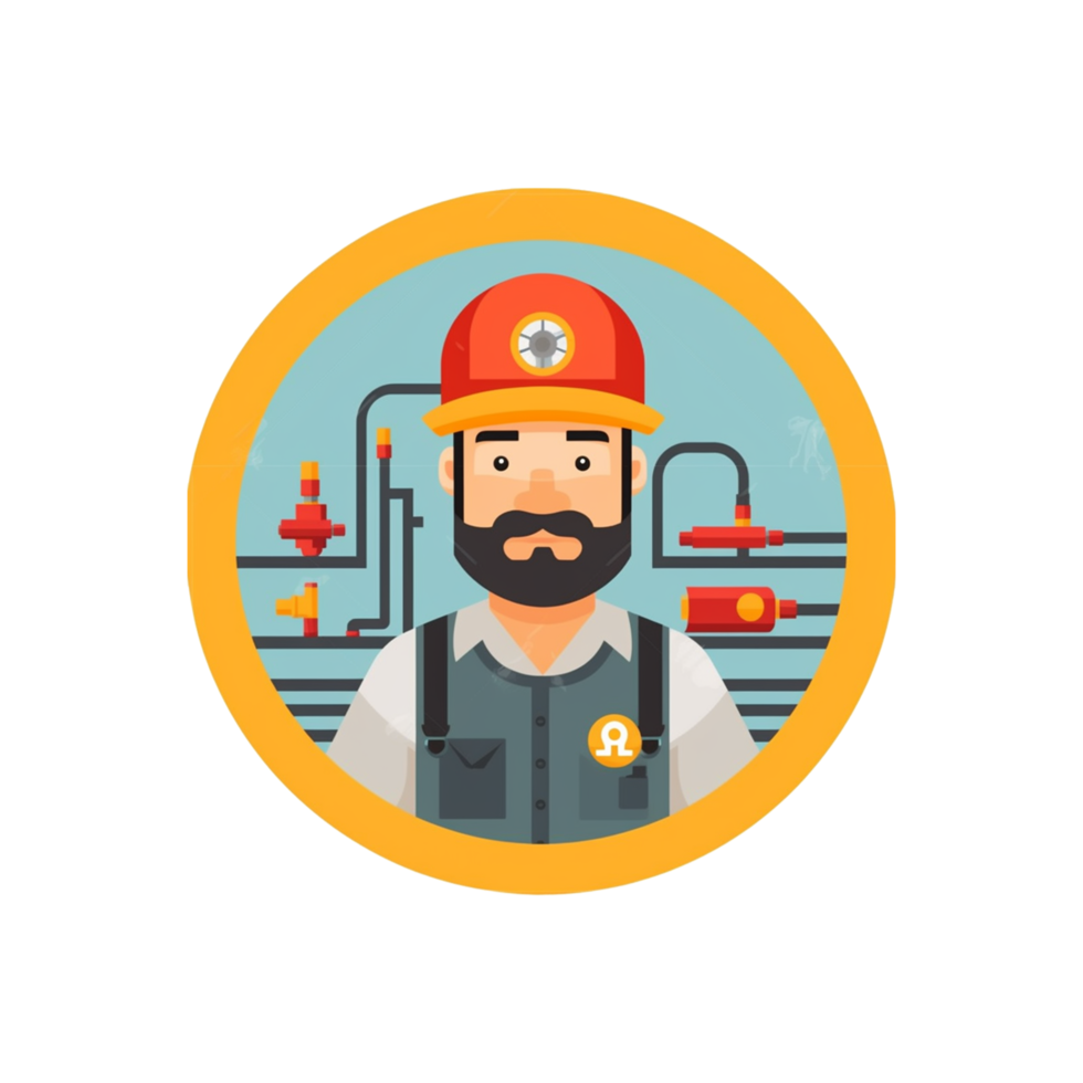 Male miner icon in flat circle isolated vector illustration ai generated png