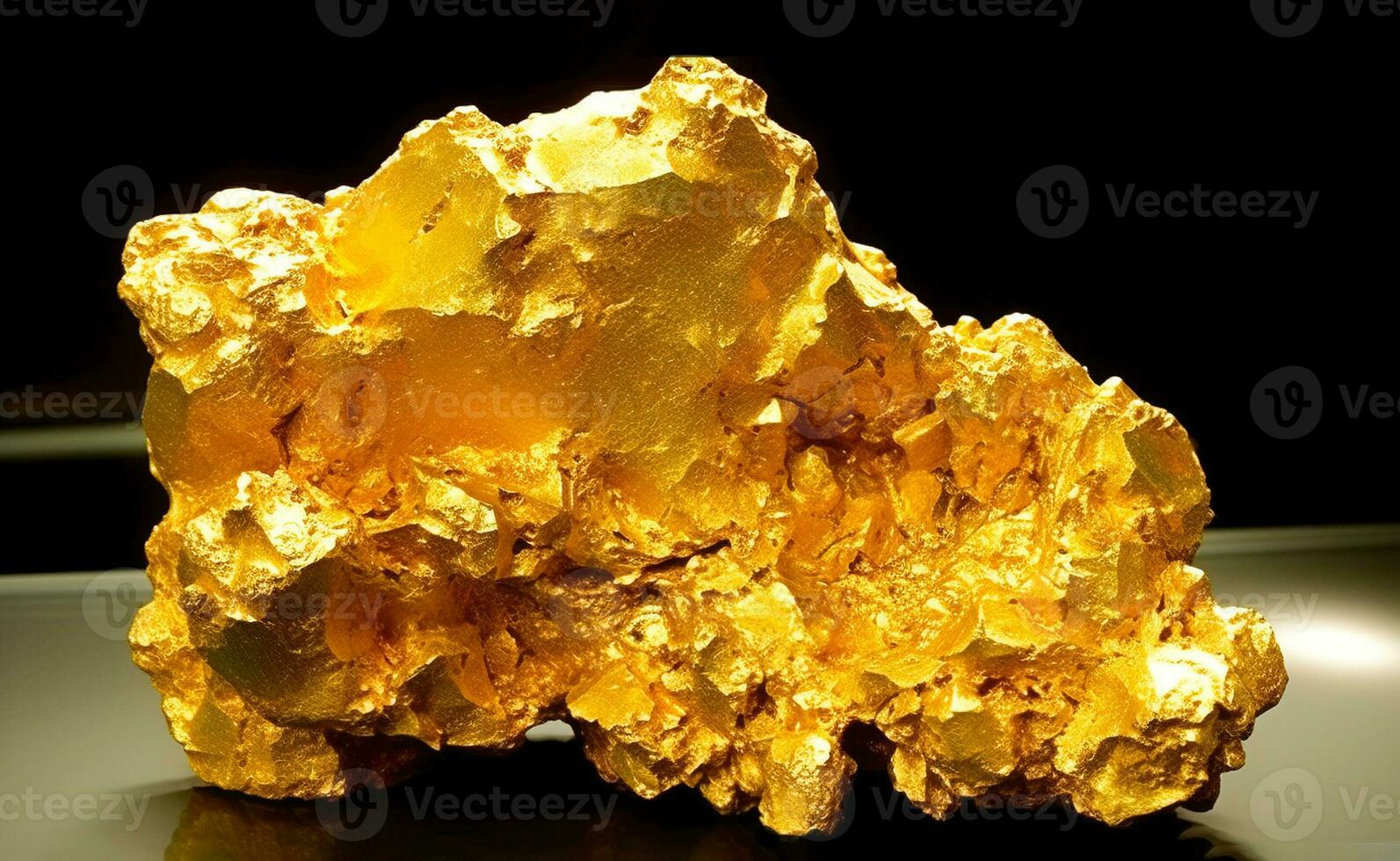 Gold is rare precious natural geological stone on gradient background in low key, isolate. AI generated. photo
