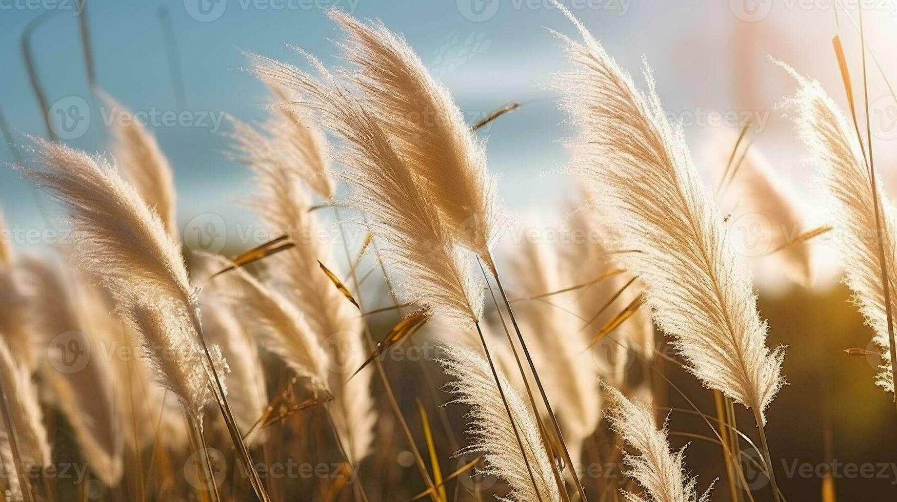 Pampa grass in the sun, Generative AI photo