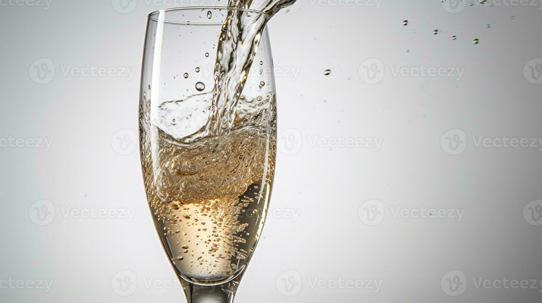 Water pouring into the clear Pilsner glass isolated on white background, glassware and health care concept. Generative AI photo
