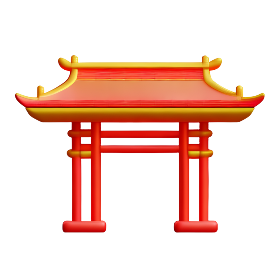 chinese new year icon gold temple gate 3d render png