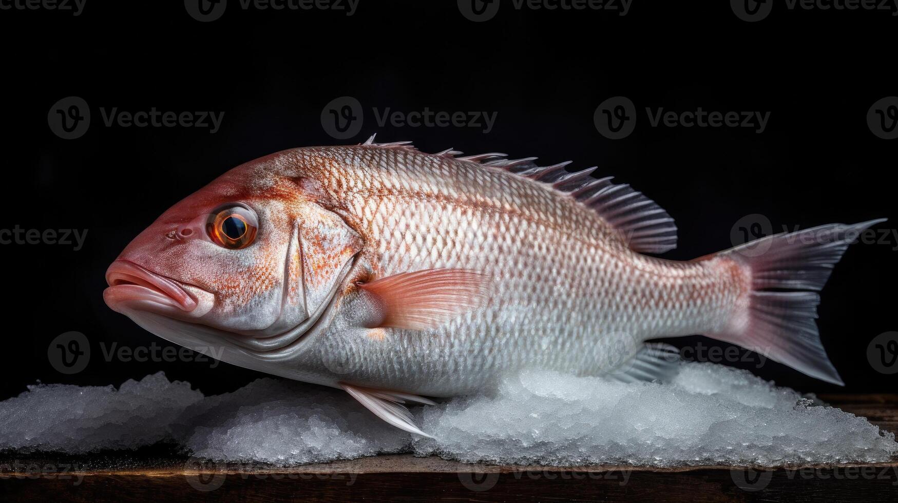 A fresh white snapper fish on ice. snapper fish. Generative Ai 28246125