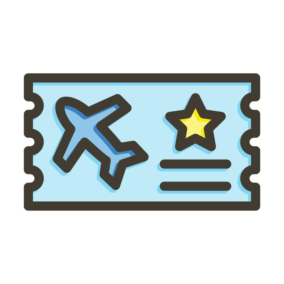 Airline Ticket Vector Thick Line Filled Colors Icon For Personal And Commercial Use.