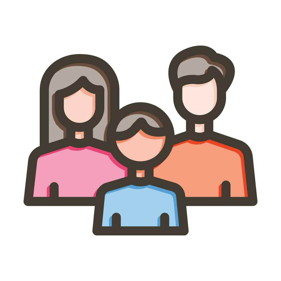 familia vector grueso línea lleno colores icono para personal y comercial usar.