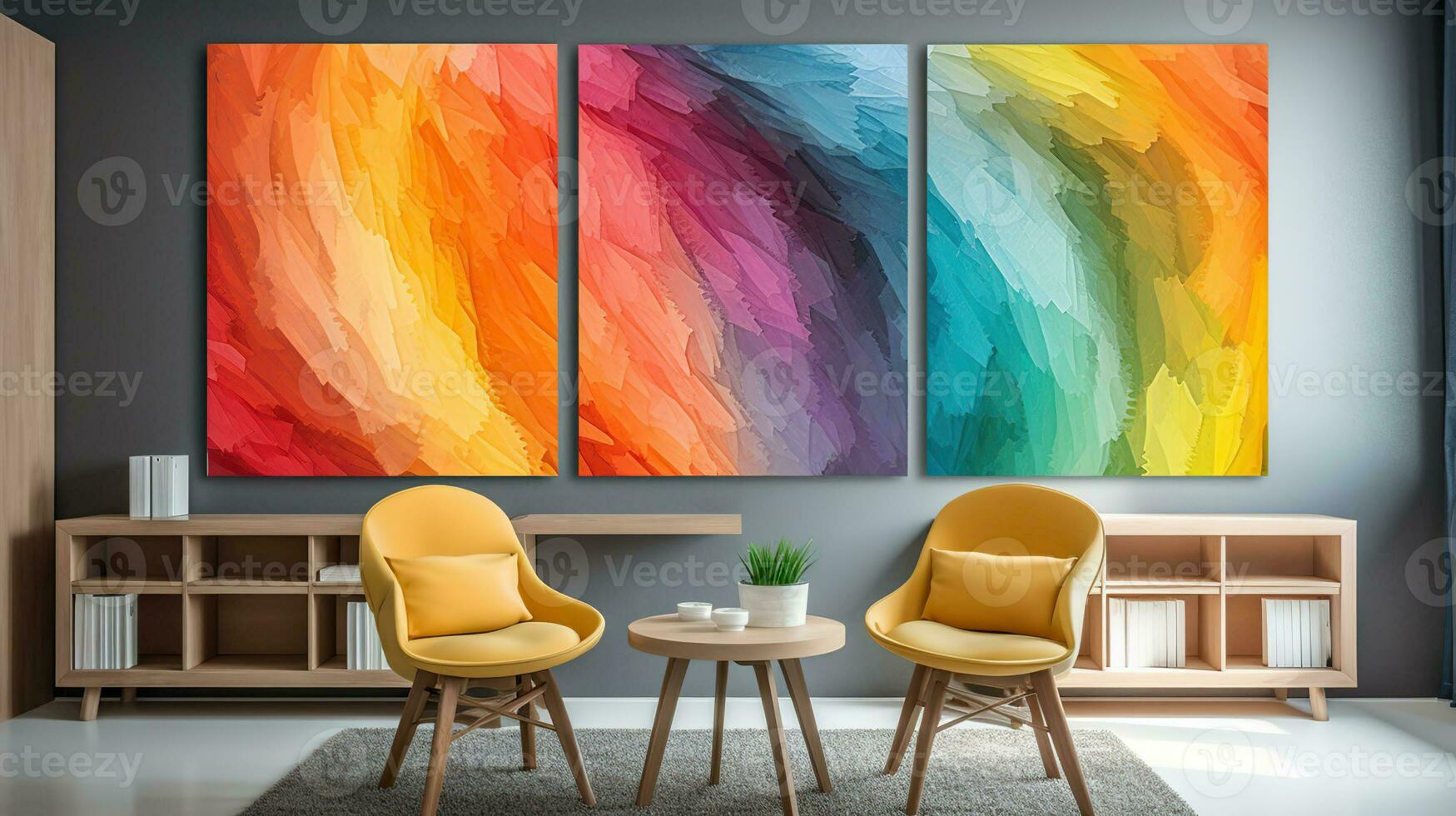 Painting wall at home with multi color, AI Generative photo