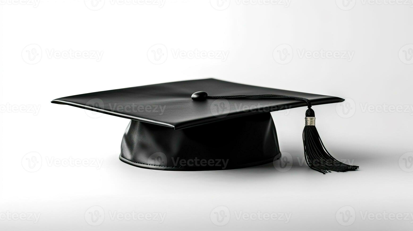 Black graduation cap with degree isolated on white background. Generative Ai photo