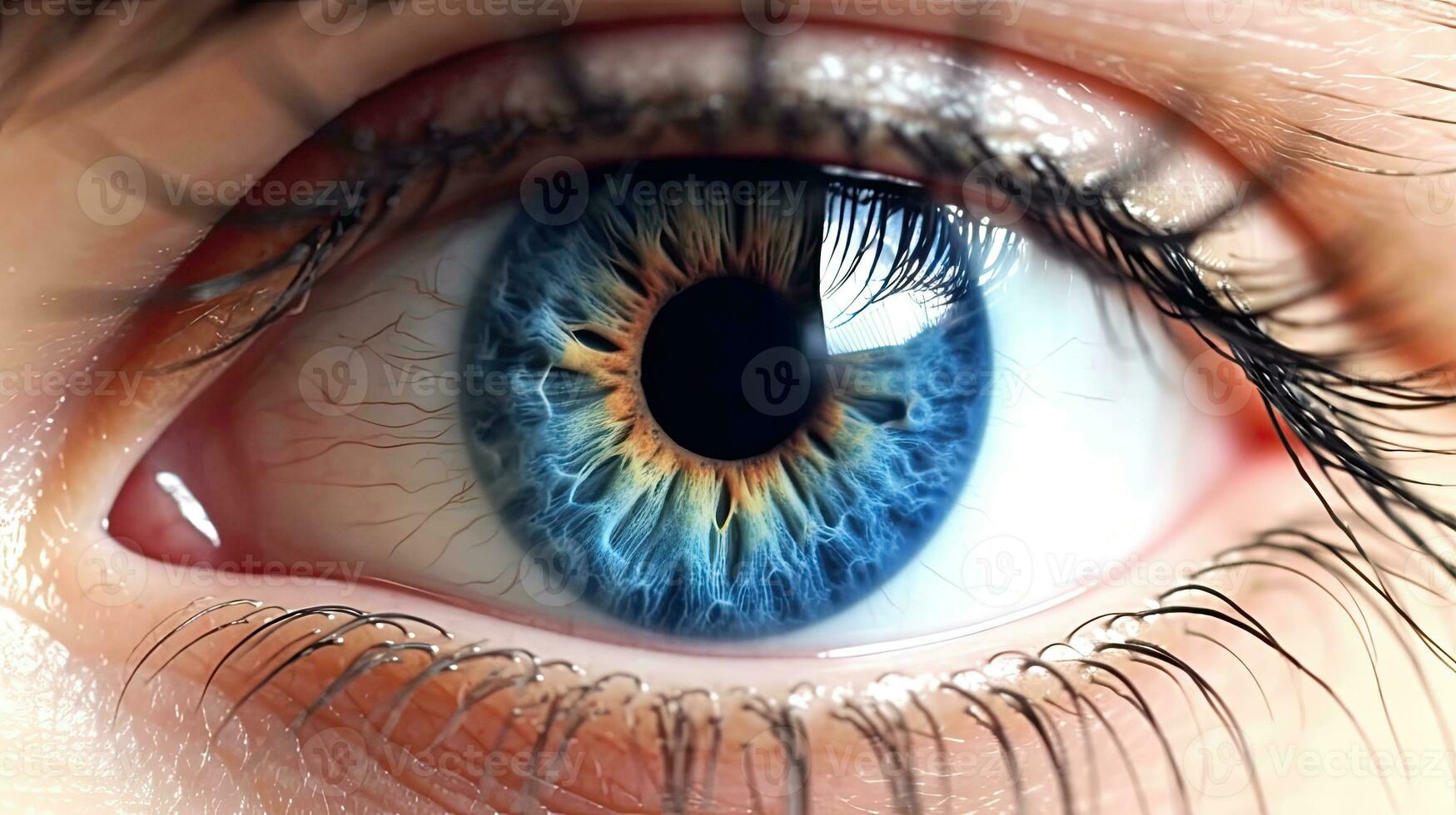 A human blue eye realistic beautiful. Eye. Generative Ai photo