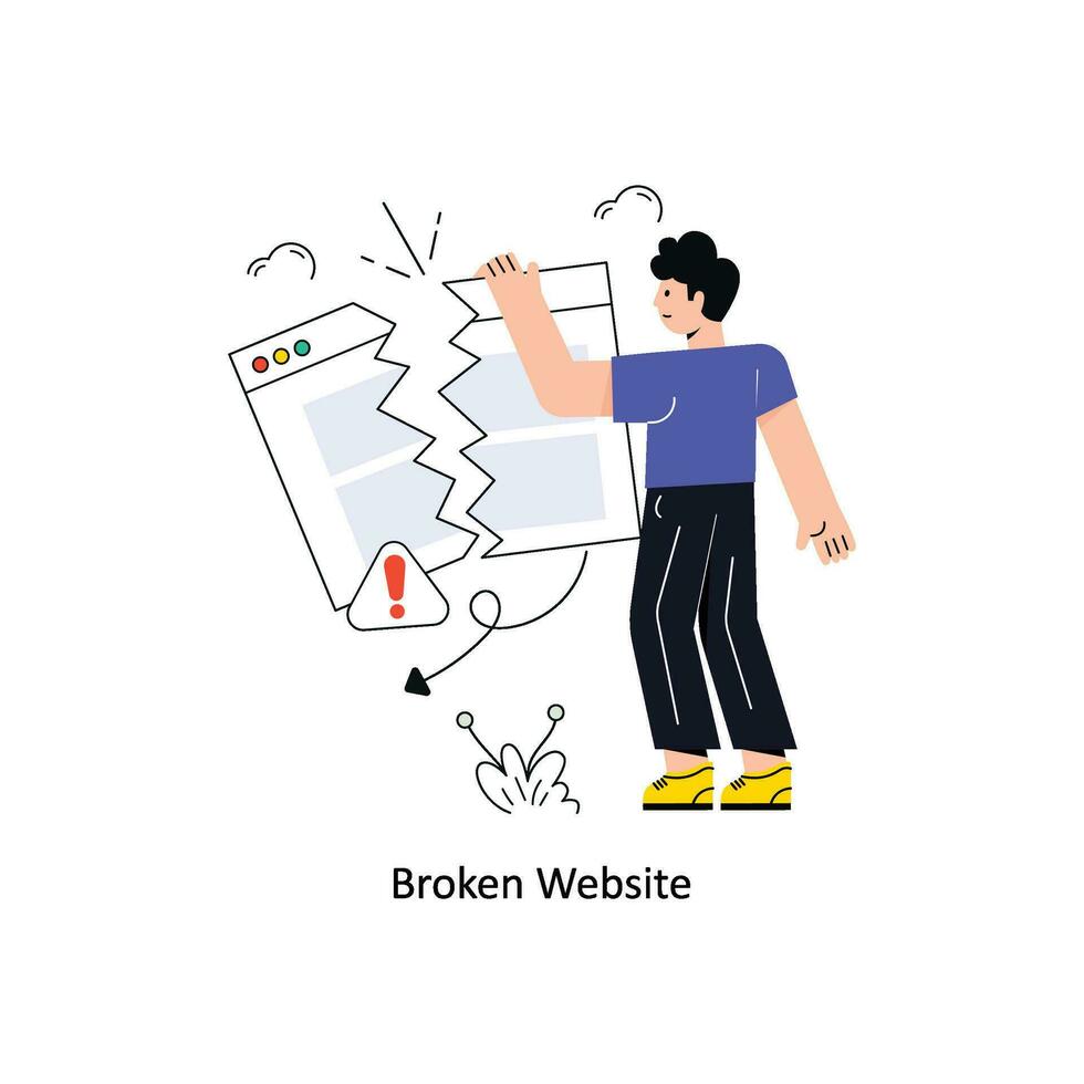 Broken Website Connection Flat Style Design Vector illustration. Stock illustration