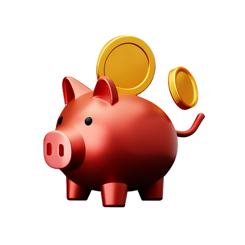 linda cerdito banco con goteante moneda 3d hacer icono png