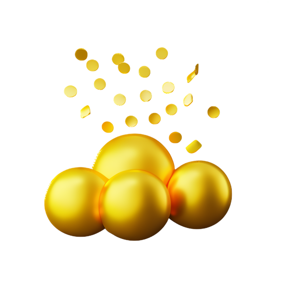 gold confetti 3d rendering icon illustration png