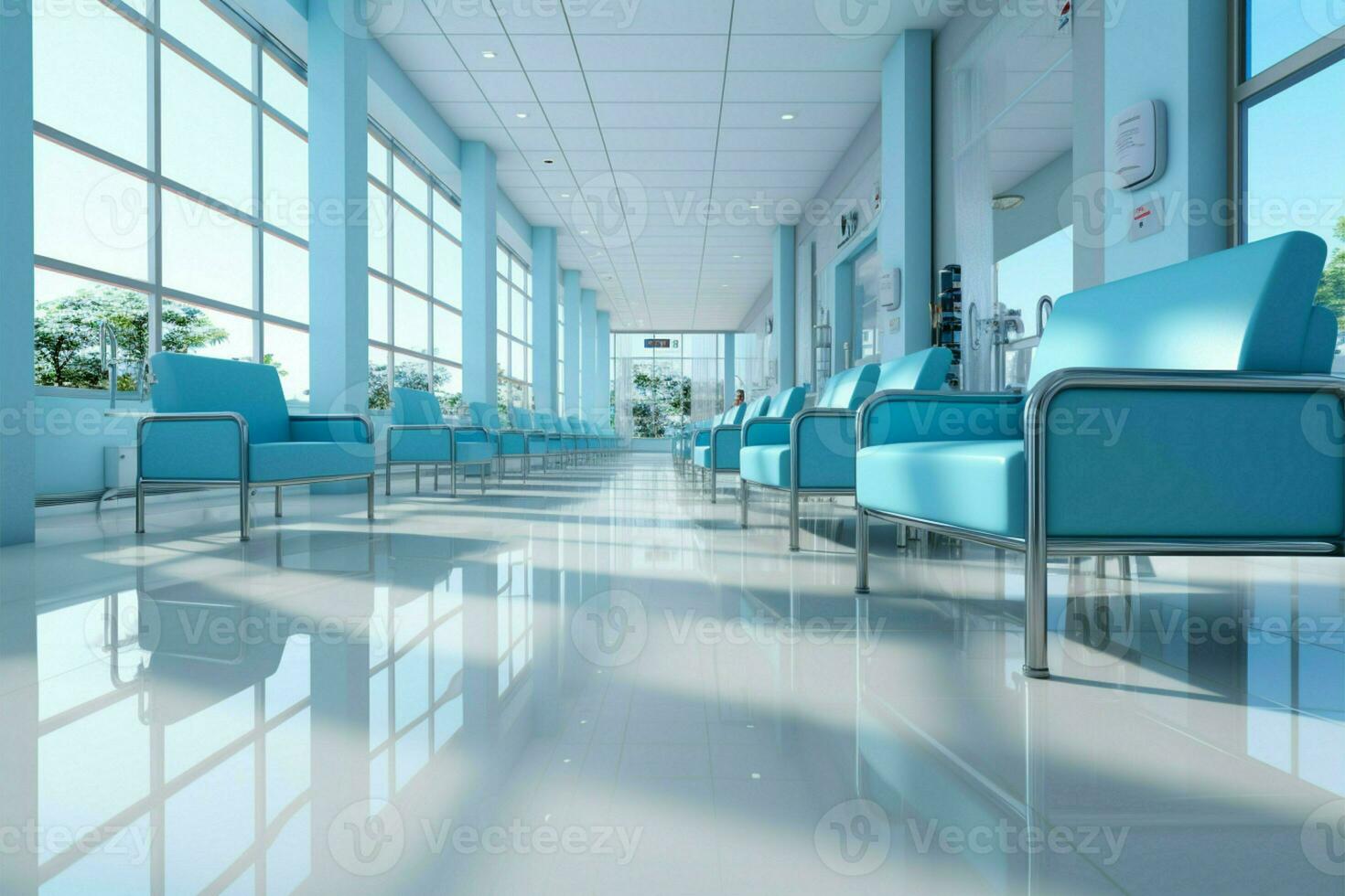 Abstract blur adds a calming touch to the clinic interior background AI Generated photo