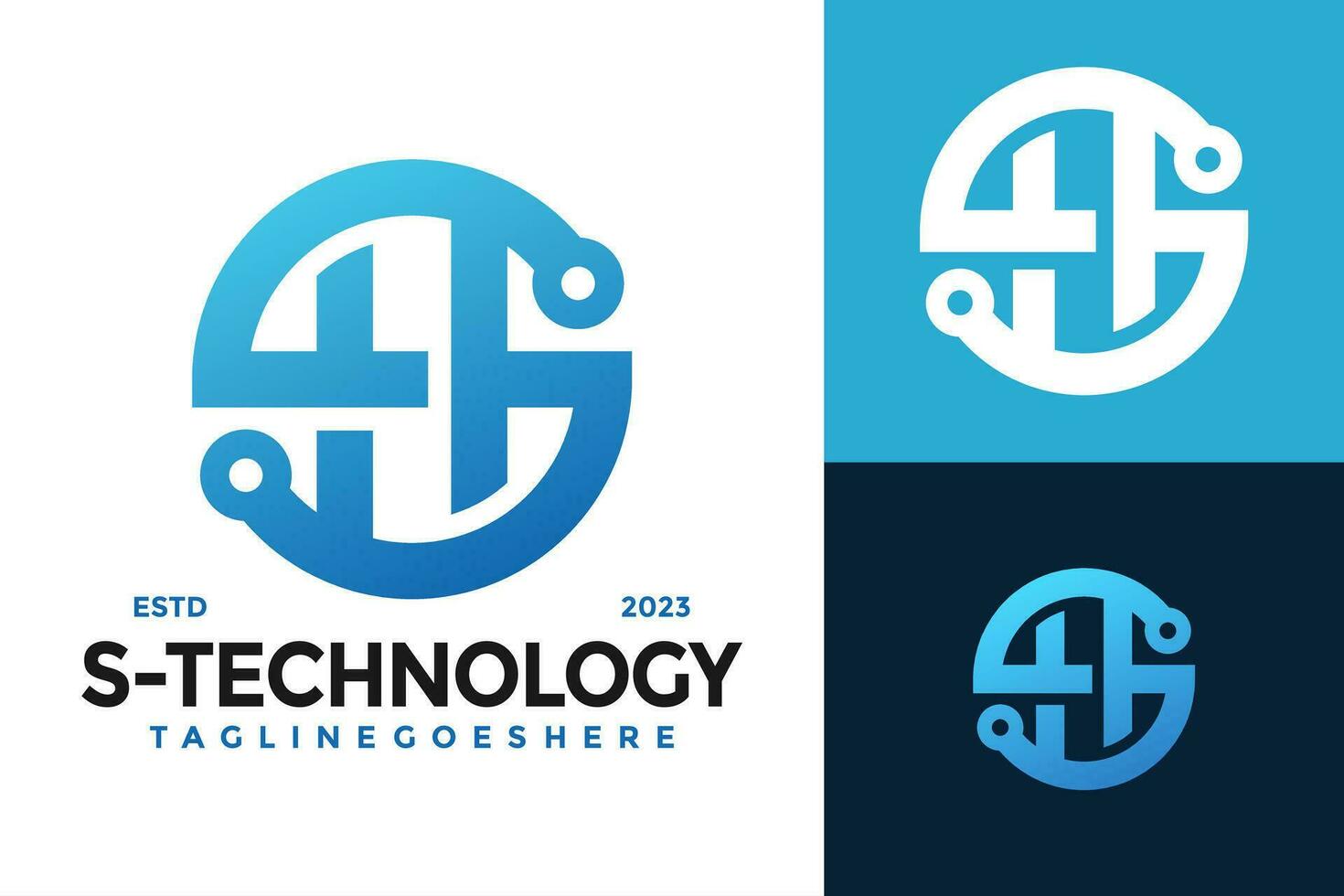 Letter S and H Technology logo design vector symbol icon illustration