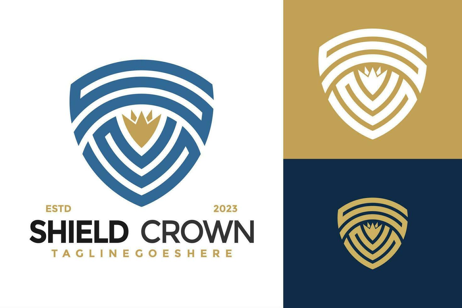 Shield Crown Letter S logo design vector symbol icon illustration