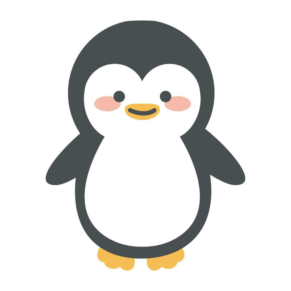 linda adorable pingüino dibujos animados icono vector