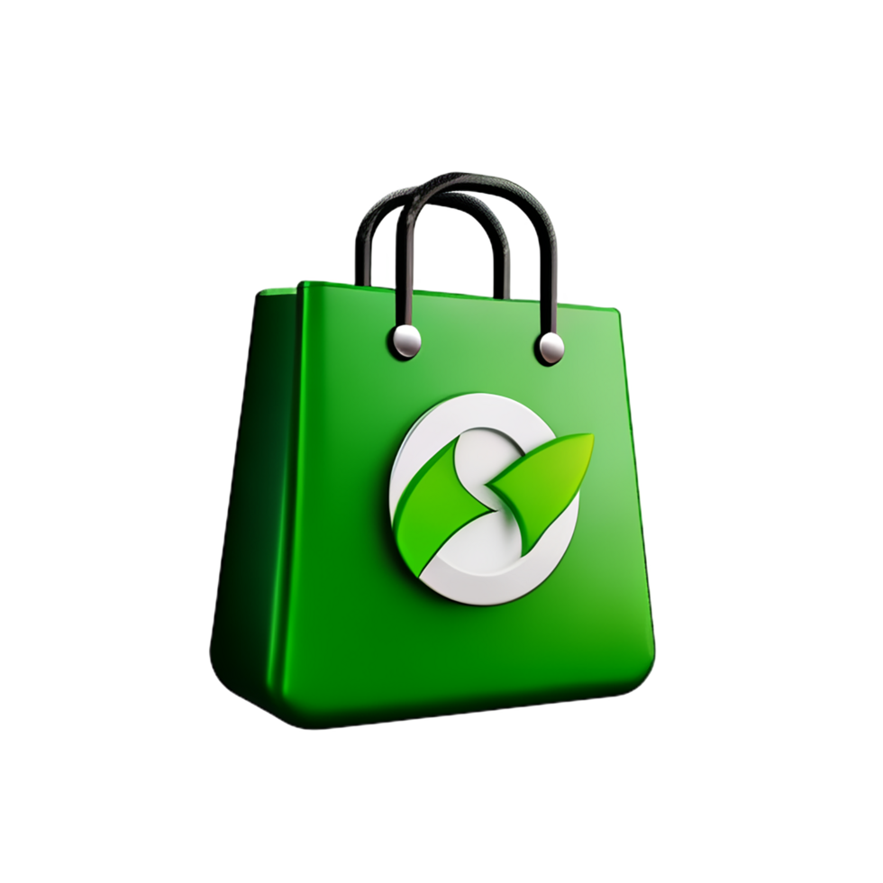 eco shopping bag 3d green energy icon png