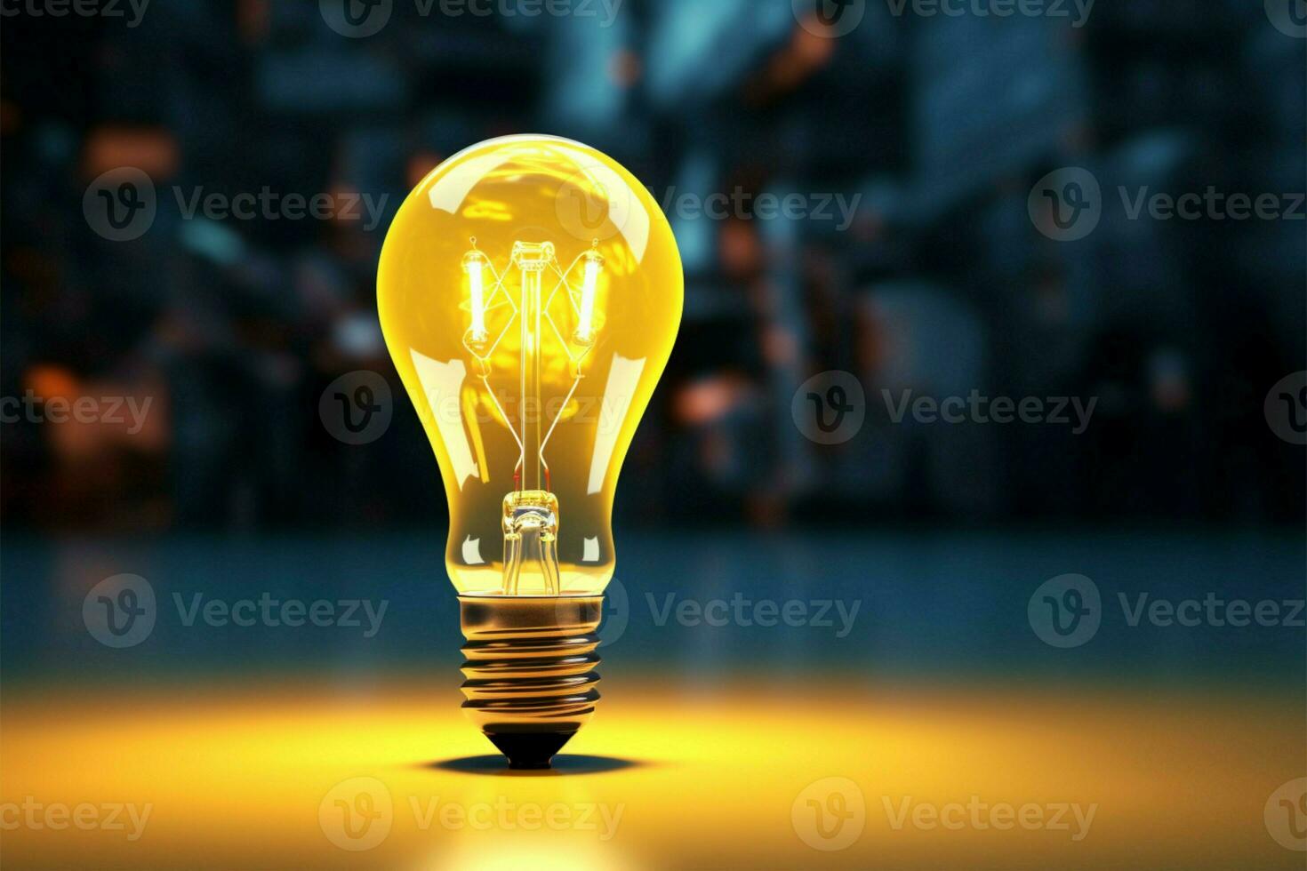 A businessmans 3D light bulb idea illuminates creative innovation AI Generated photo