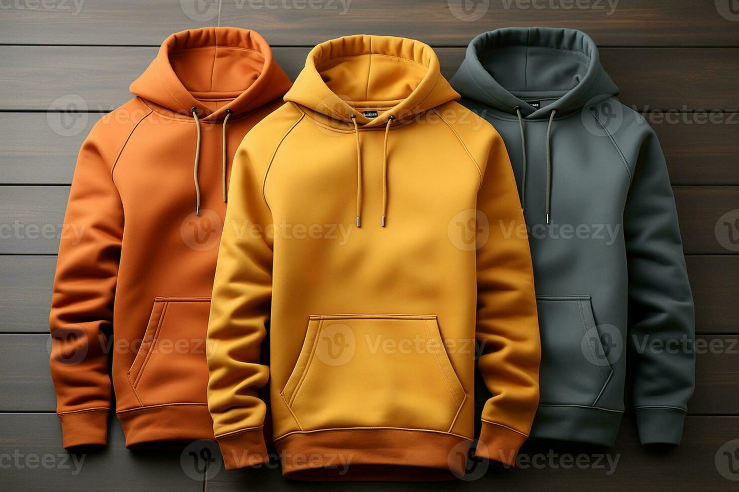 Design mockup clothes, realistic 3D rendering of blank hoodies AI Generated photo