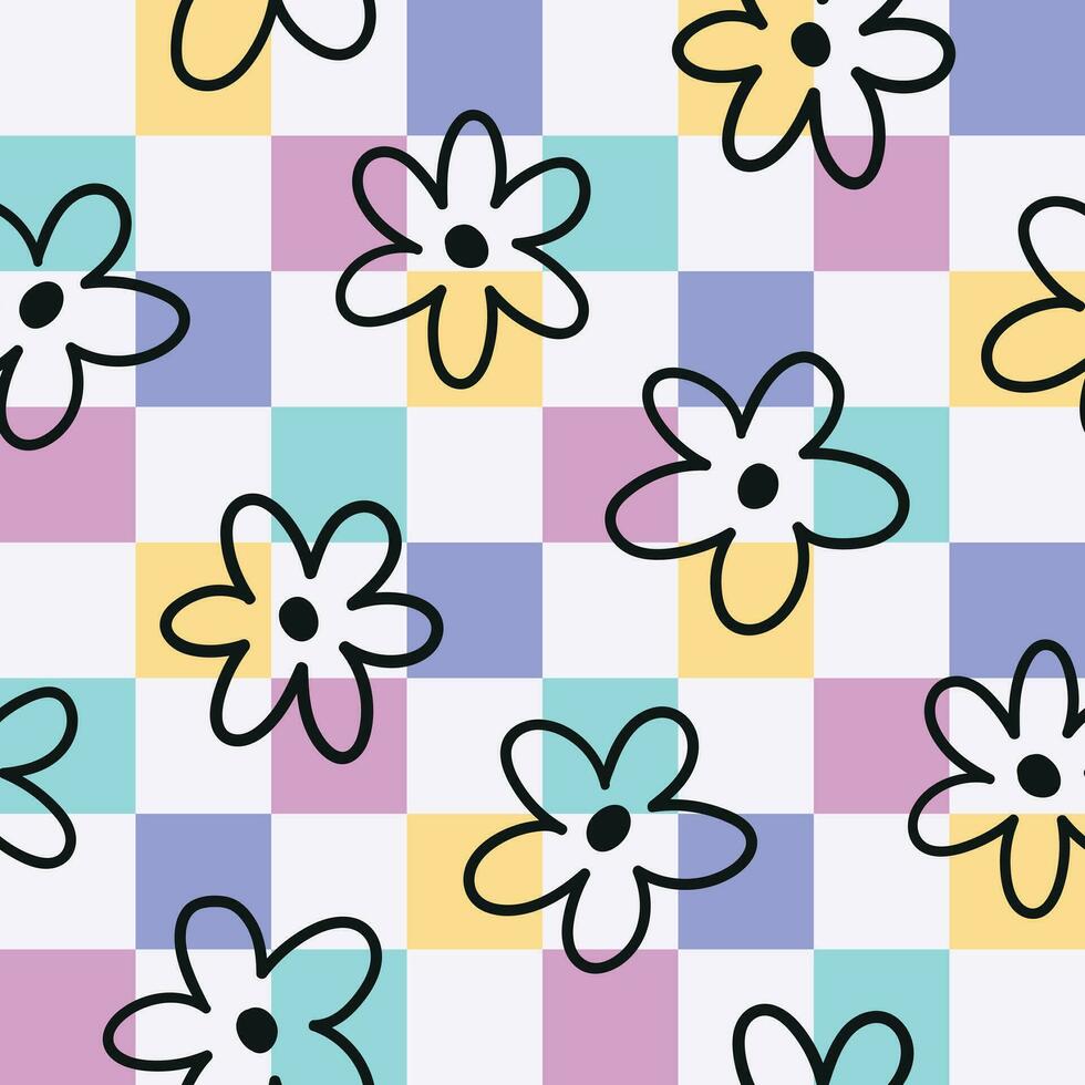 floral a cuadros sin costura modelo. tablero de ajedrez modelo. a cuadros sin costura archivo. flores repetir modelo. tartán sin costura diseño. primavera sin costura papel. vector