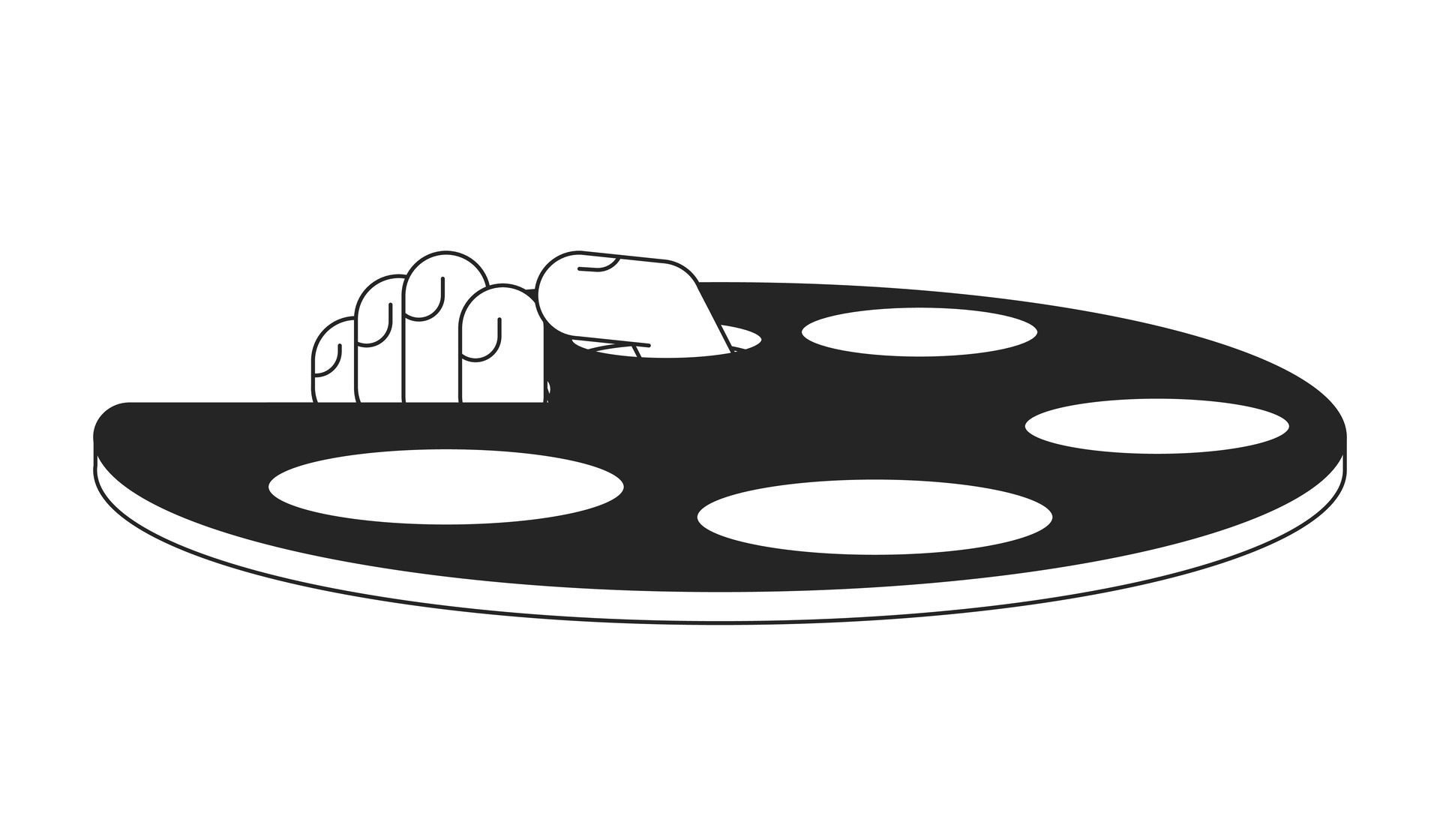 Holding artist color palette flat monochrome isolated vector object
