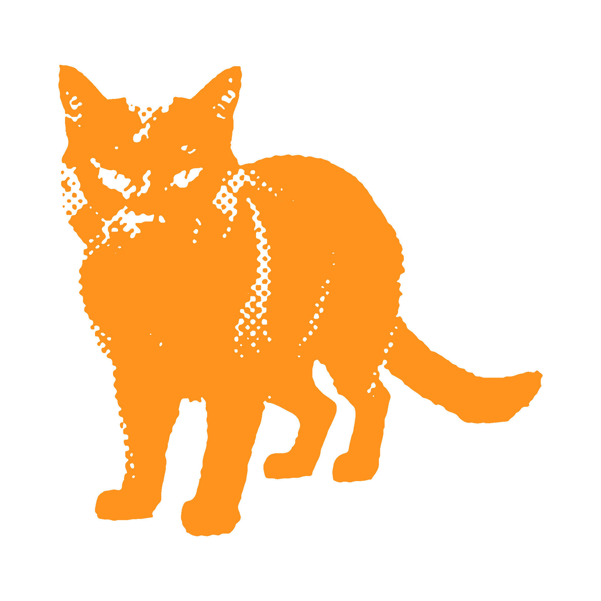 Black cat - Halloween halftone dotted realistic clipart. Offset texture