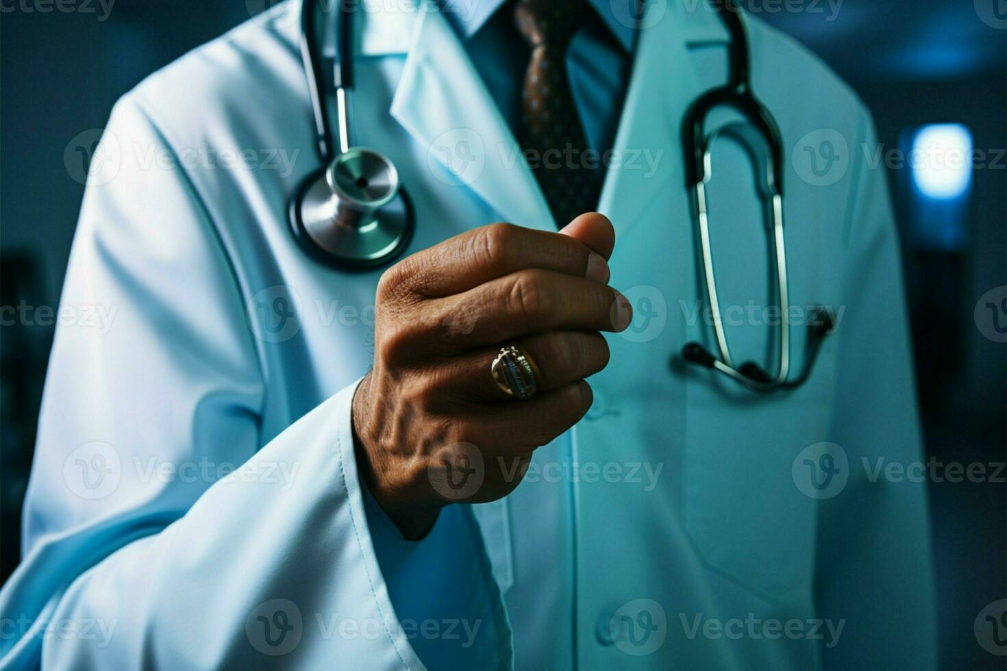 Detailed close up, Hand of an assistant holding a stethoscope AI Generated photo