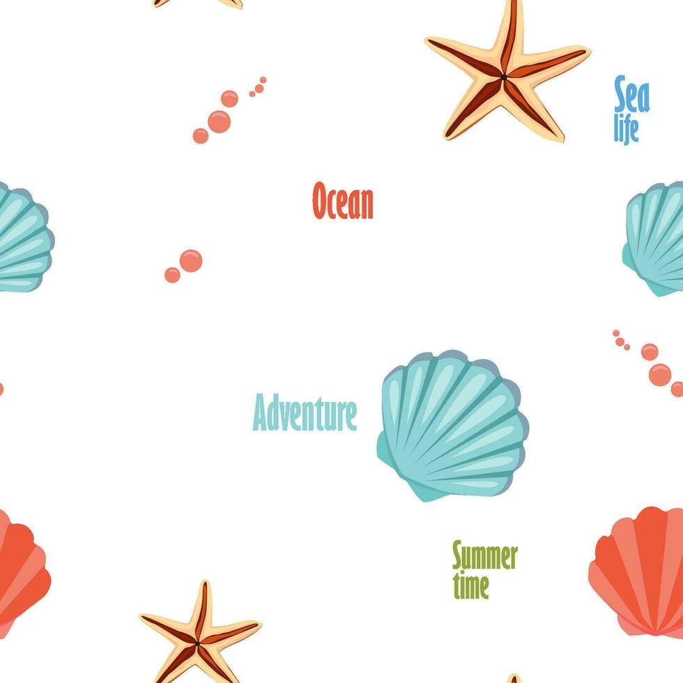 marine theme pattern, seashells, sea, ocean vector