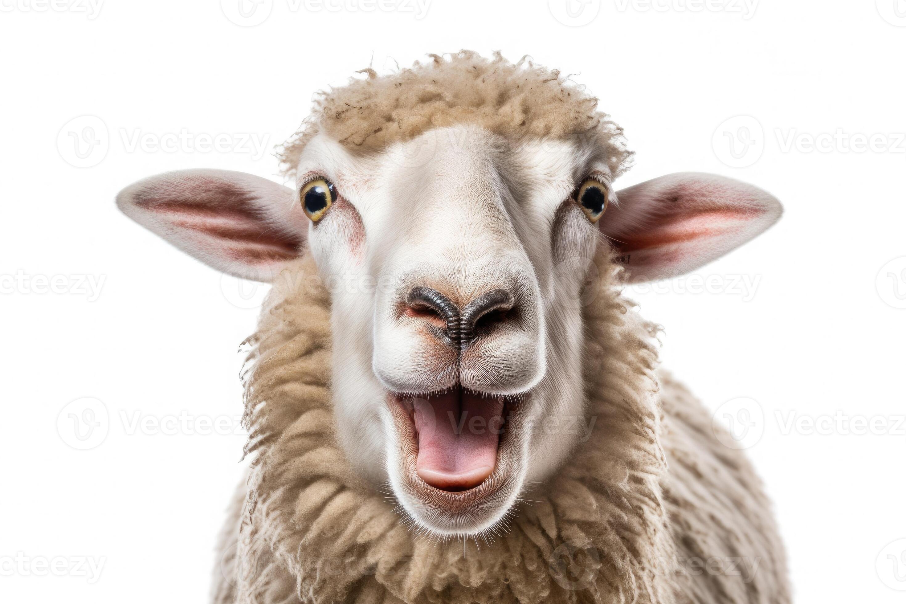 A Sheep, Funny sheep. Portrait of sheep showing tongue isolated on white  background.Generative AI 28248553 Stock Photo at Vecteezy