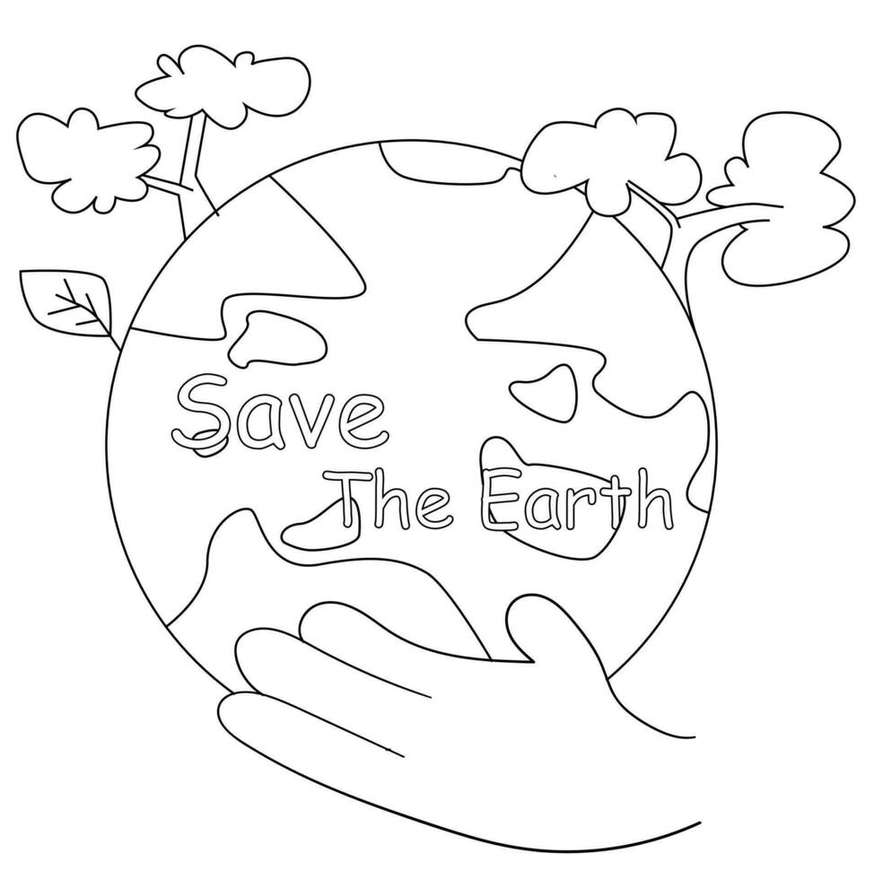 Save The Earth coloring page for kids vector