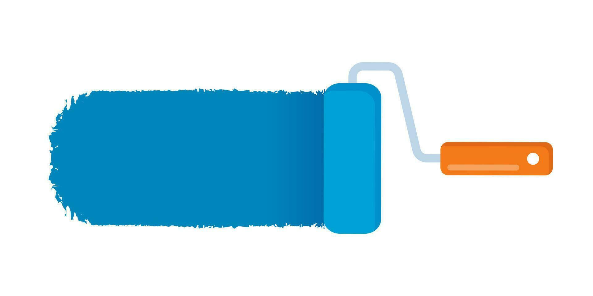 Blue color trail of the roller brush on white background. Vector illustration for headers, banners and advertising.