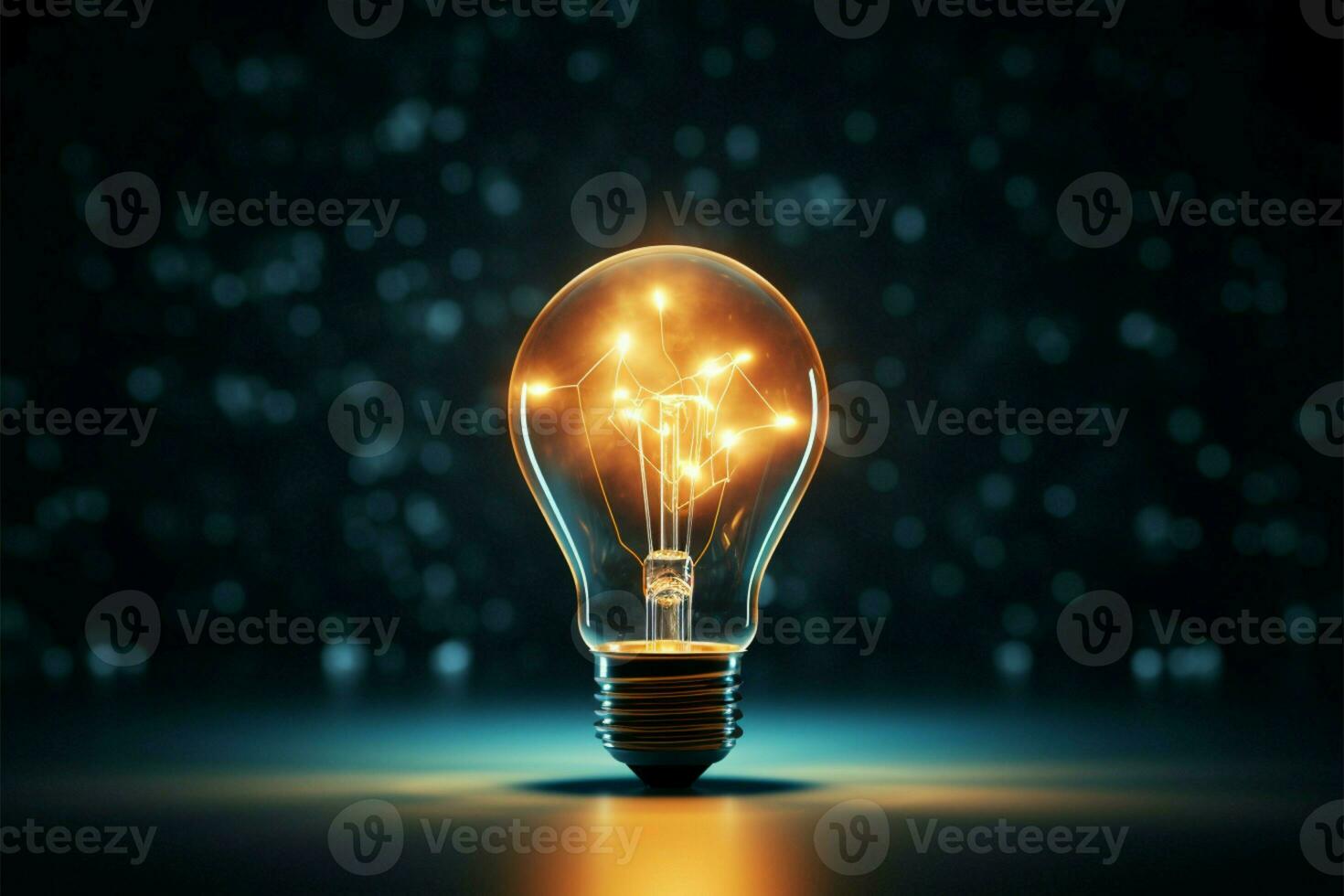 Imagination sparks in the dark with a creative light bulb outline AI Generated photo