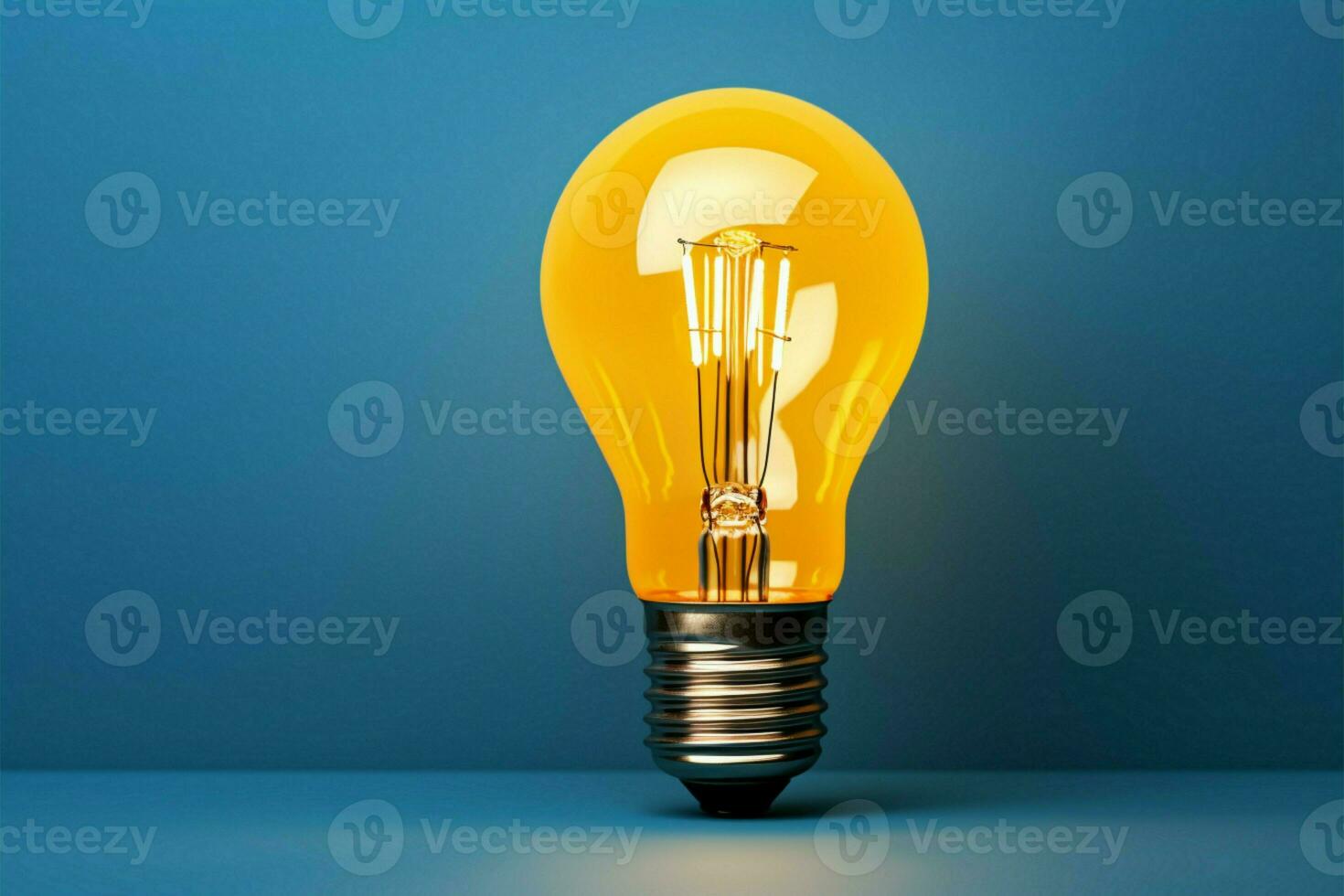 Bright idea, Lightbulb and pencil symbolize business creativity on yellow AI Generated photo