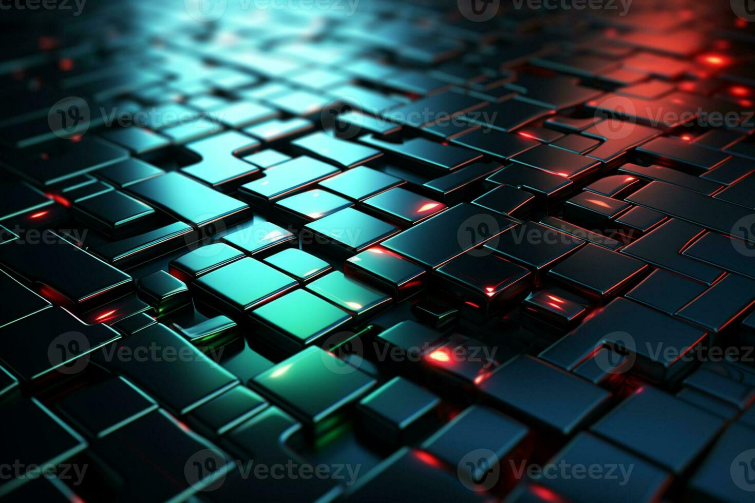 Green and red neon puzzle shines, no negativity here AI Generated photo