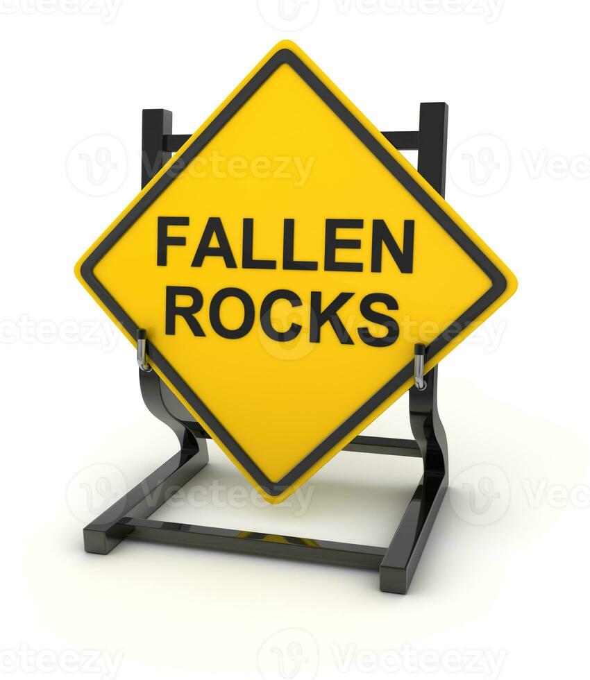 Road sign - fallen rocks photo