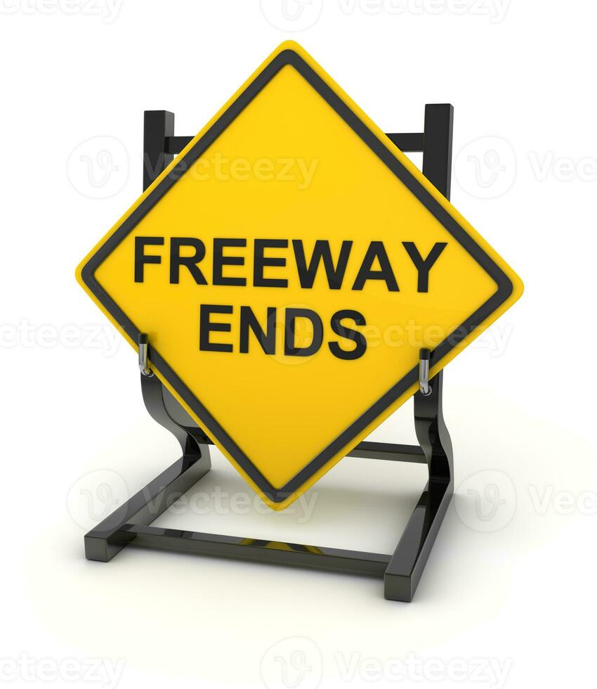 Road sign - freeway ends photo