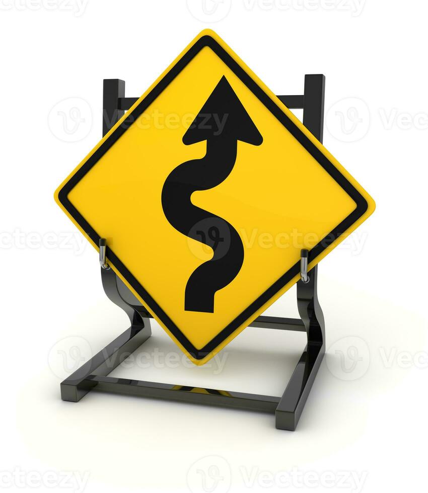 Road sign - curve way photo