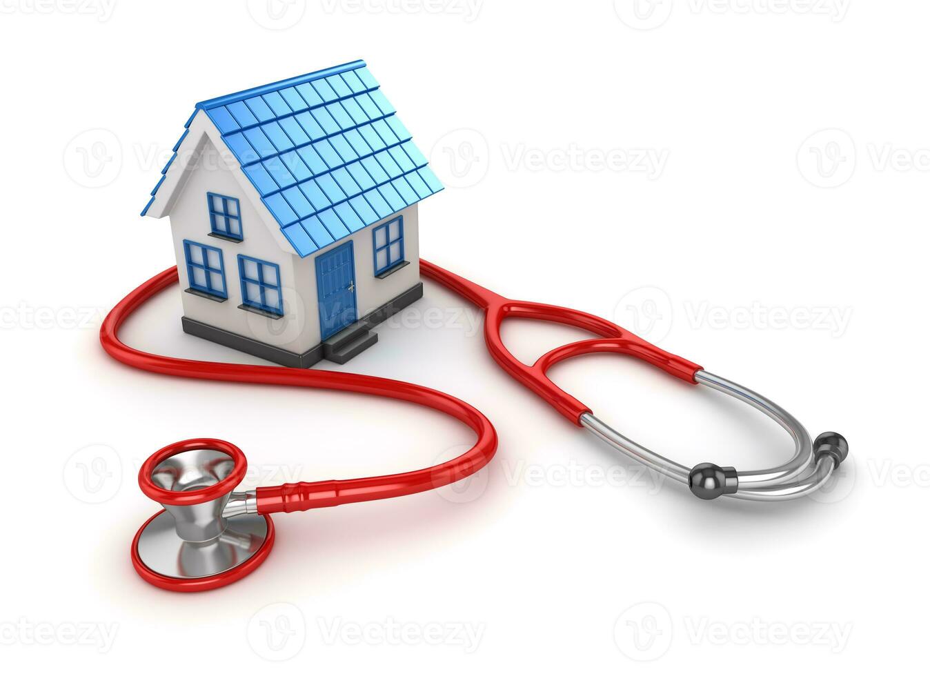 Blue House and Red Stethoscope photo