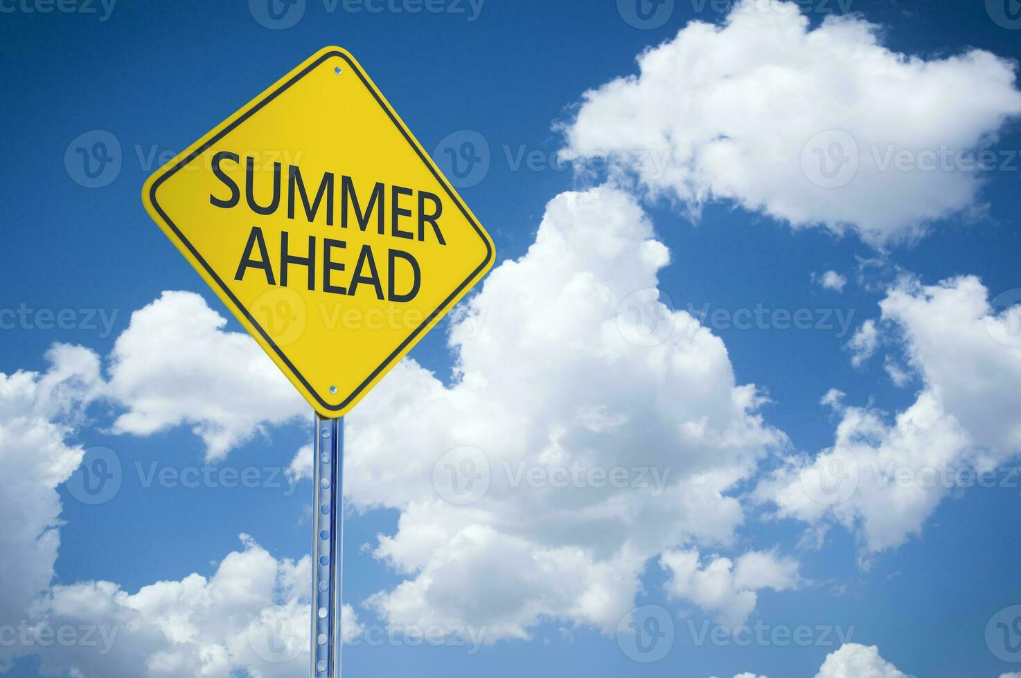 Summer Ahead Yellow Road Sign photo