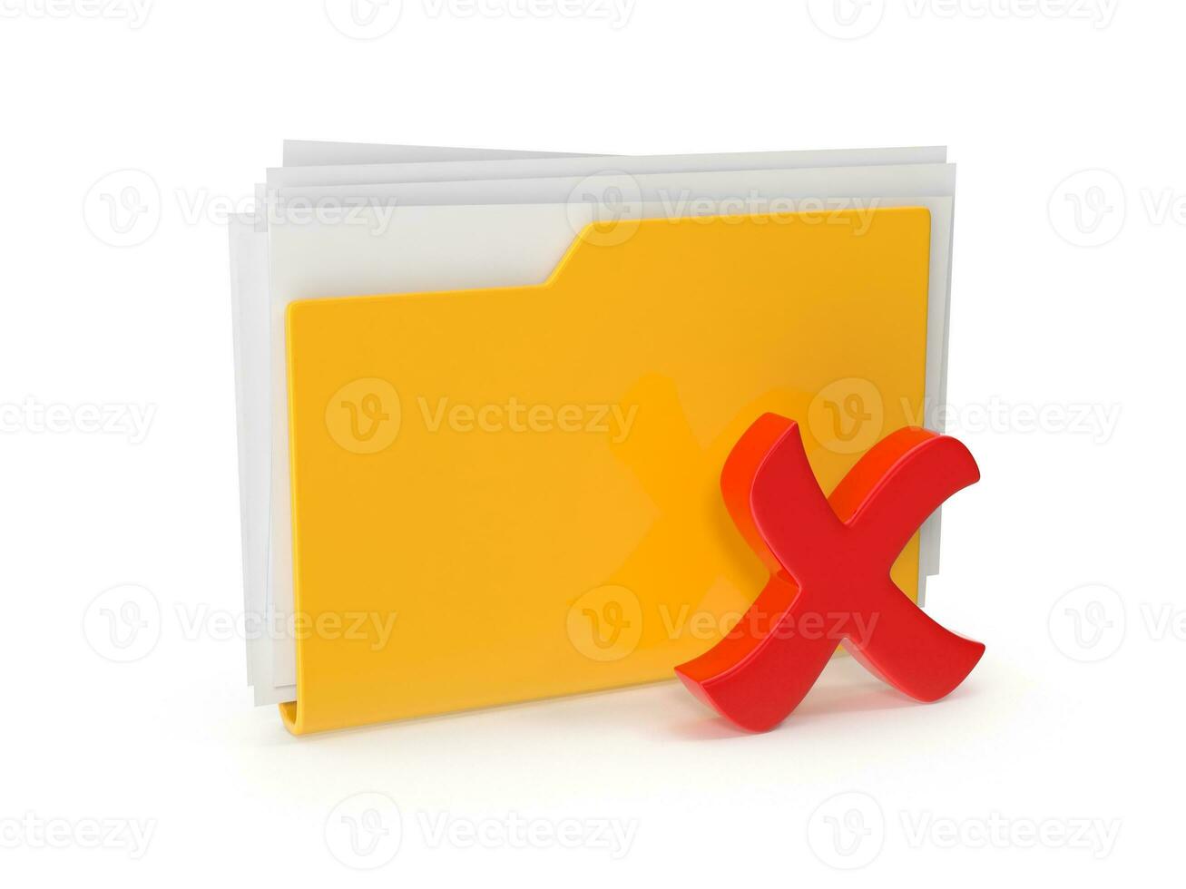 Cross Mark Symbol and Yellow Folder photo