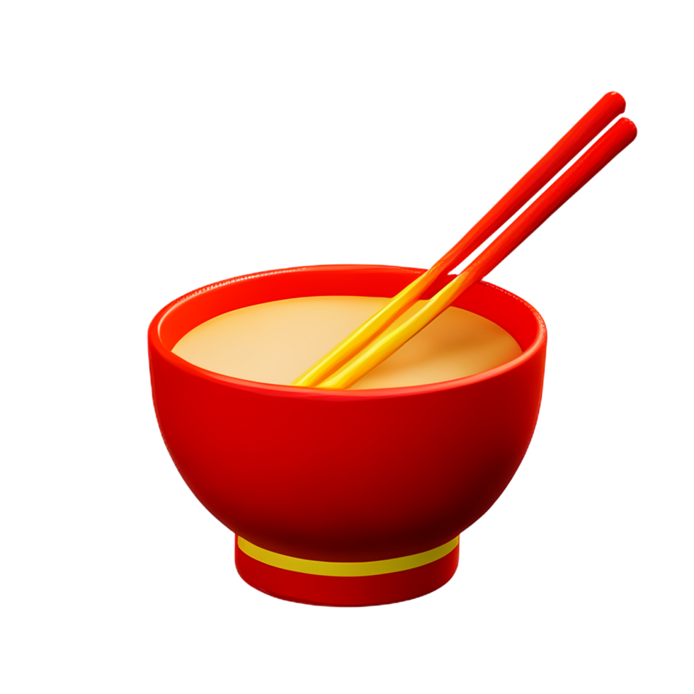 chinese new year icon rice bowl with chopsticks 3d png