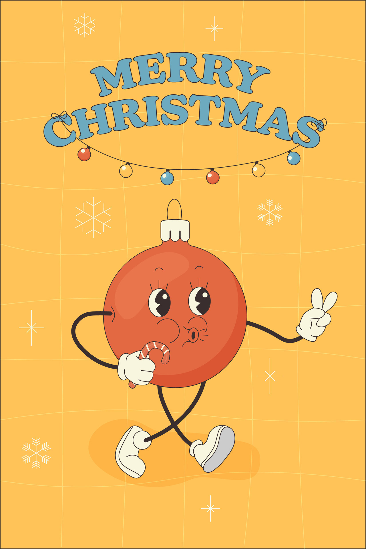 Groovy greeting card character happy new year, merry Christmas 28249197