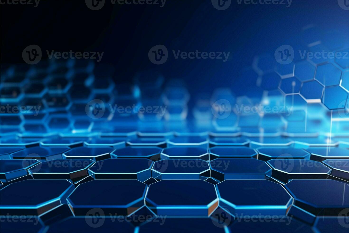 Futuristic sci fi vibes Abstract hexagonal gradient backdrop in captivating blue AI Generated photo