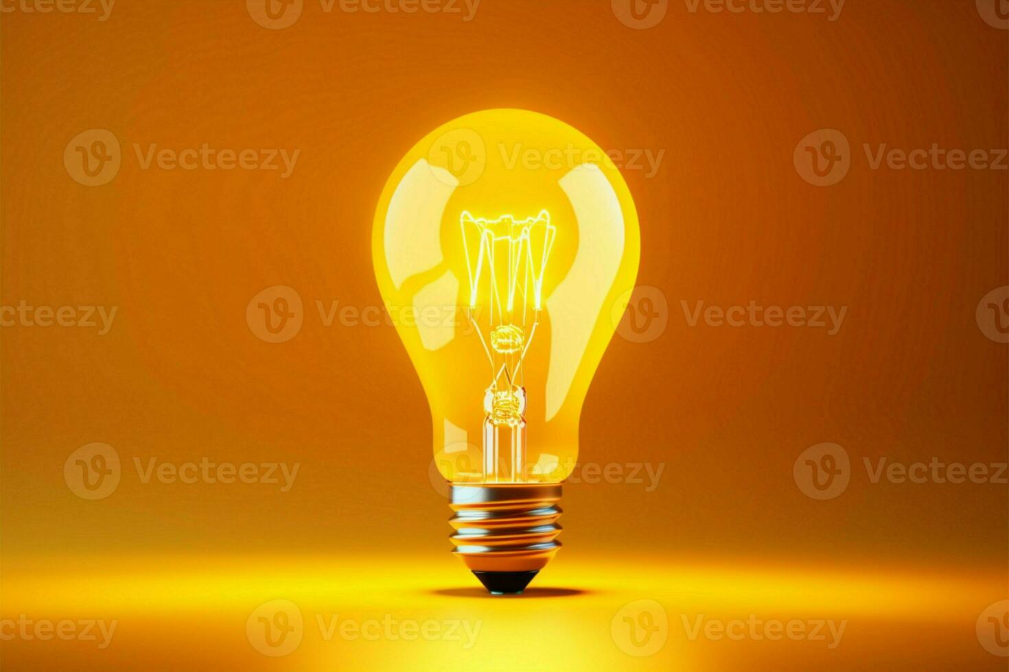 Luminous bulb on yellow signifies unparalleled uniqueness and exceptionalism AI Generated photo