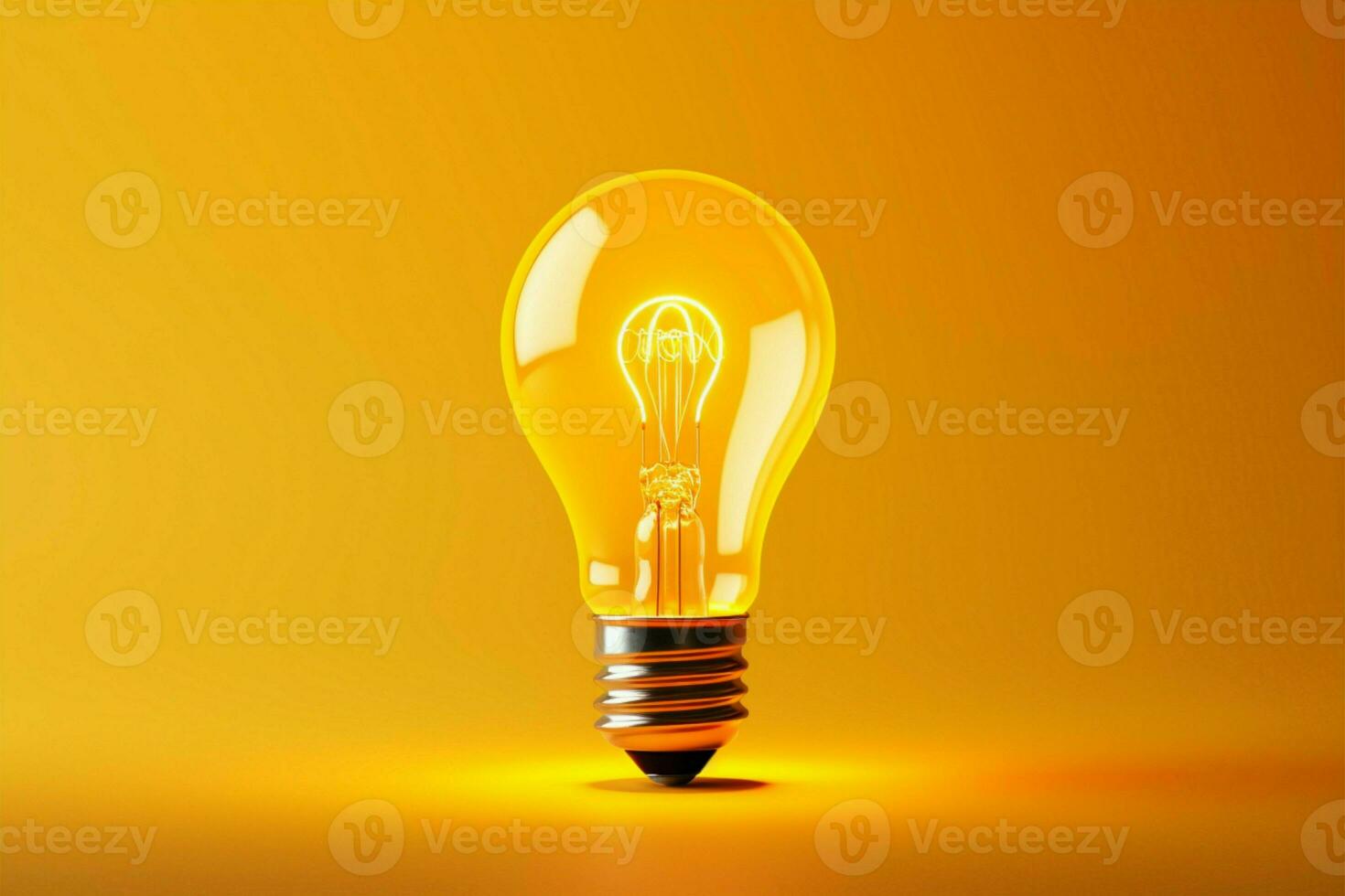 The brightest light bulb captures attention against a yellow background AI Generated photo