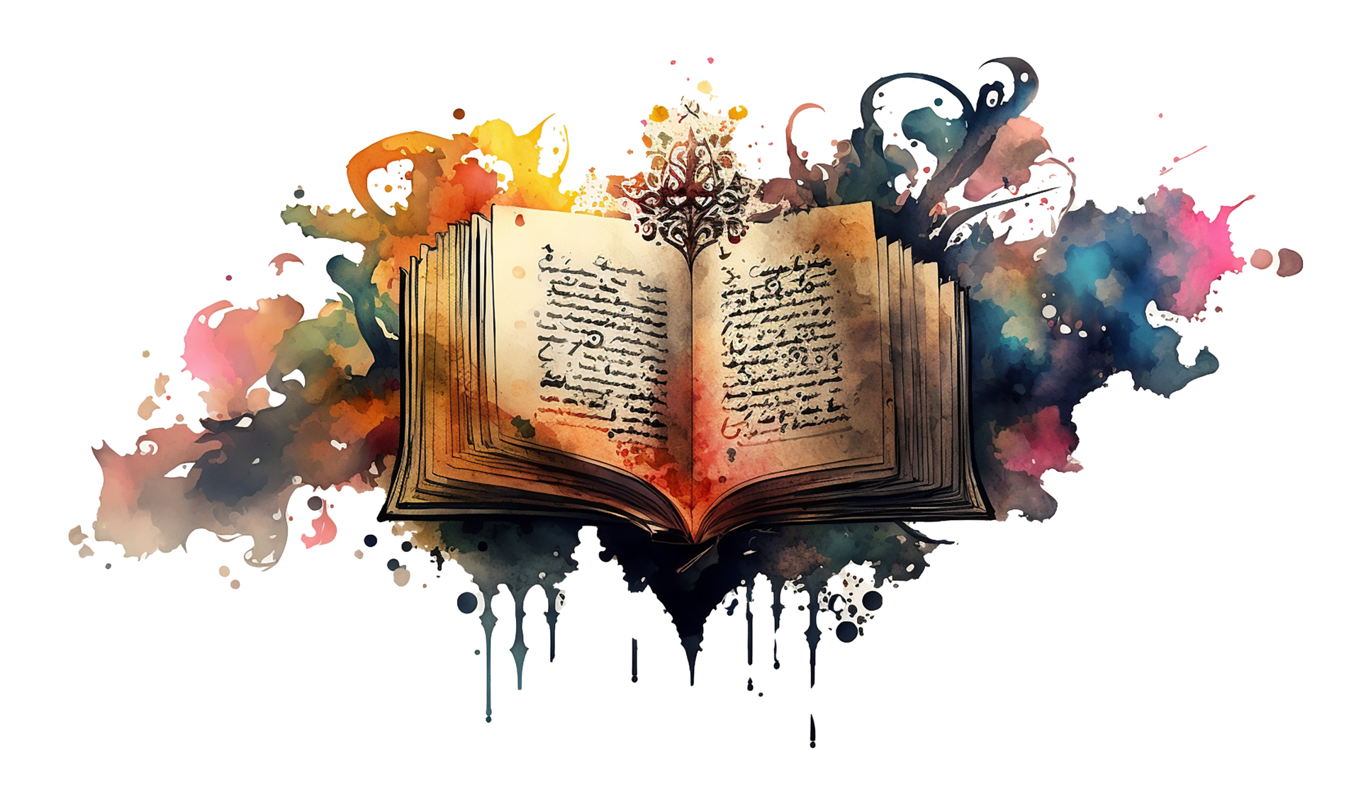 Watercolour illustration of open books. Generative ai 28249270 PNG