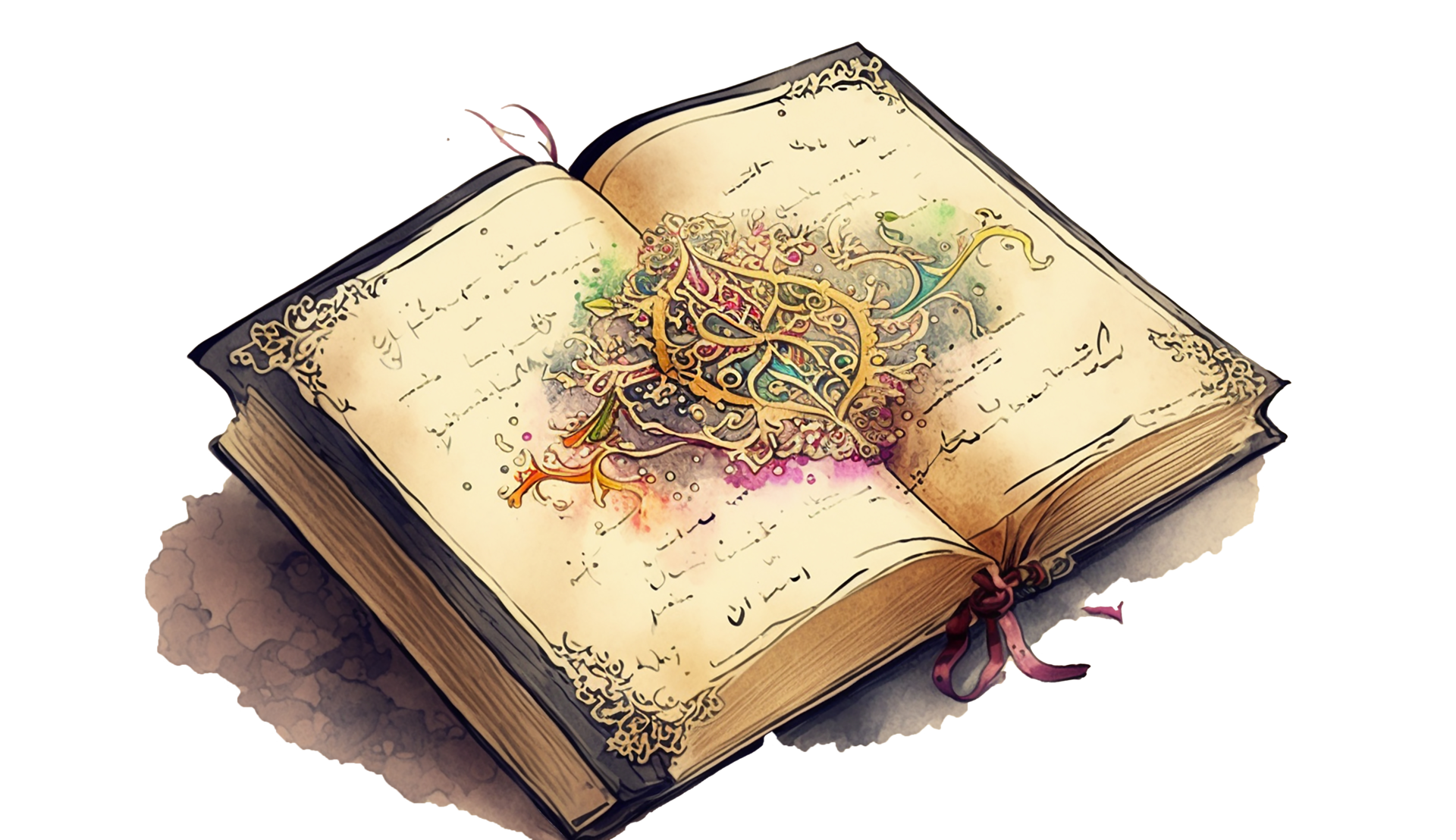 Watercolour illustration of open books. Generative ai 28249274 PNG